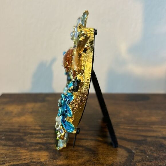 VNT Collette et Cie 3" x 3" Birds, Flower Garden Crystal Rhinestone Photo Frame - Picture 2 of 5